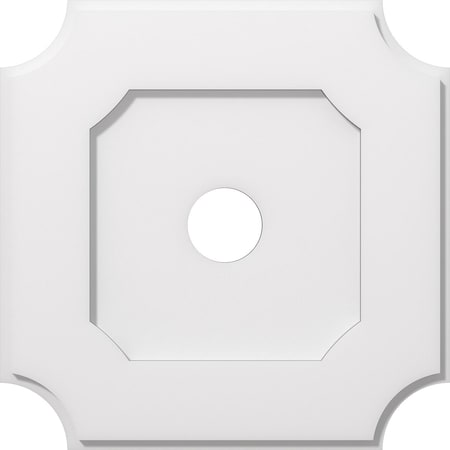 Ekena Millwork Locke Architectural Grade PVC Ceiling Medallion, 18"OD x 3"ID x 10 3/4"C x 1"P, One-Piece CMP18LE-03000